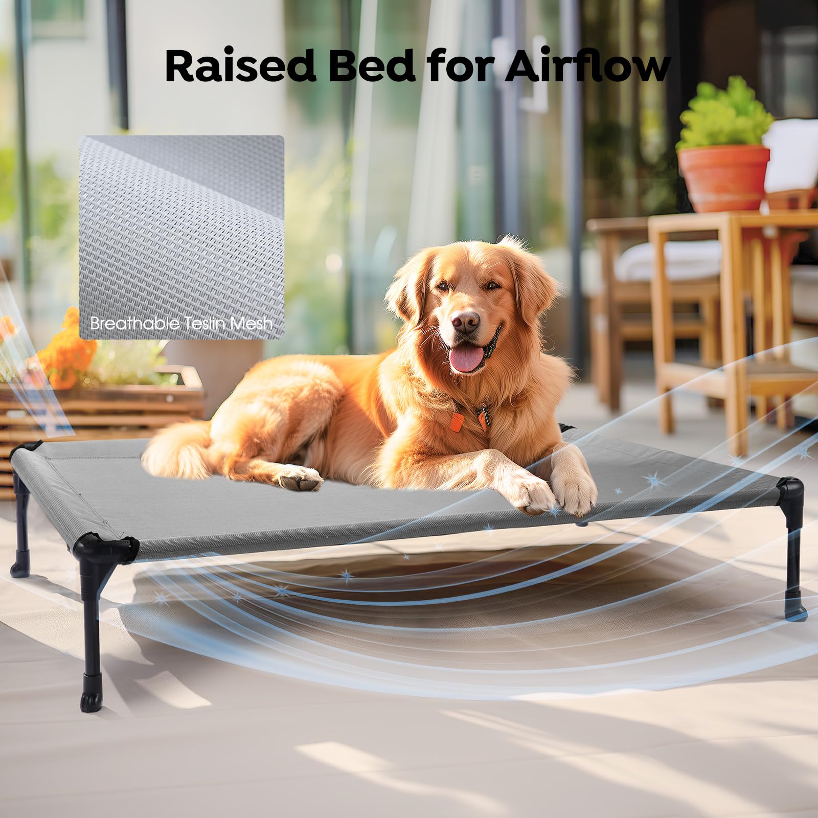 Veehoo 2 Pack Raised Dog Bed, Cooling Elevated Dog Bed, Portable Pet Cot With Washable & Breathable Mesh, No-Slip Feet, Durable